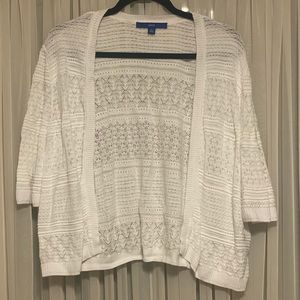 Cropped white lace cardigan